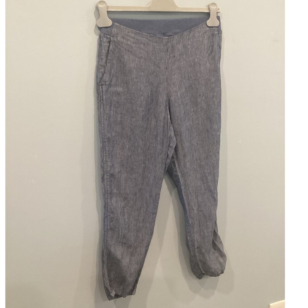 J. Jill Womens Linen Pants XS Petite Blue Pull On Elastic Waist‎ Beachy Coastal